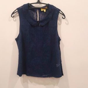 XL Princess Vera Wang Navy blue sleeveless lace top